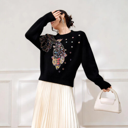 Women's Viscose Fiber Pullover Crew Neck Long Sleeve Sweater Manufacturer - MOQ 100 pcs - Style 0022