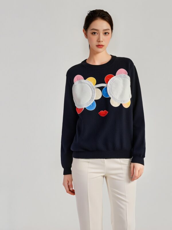 Women's Pullover Crew Neck Long Sleeve Sweater Manufacturer - MOQ 100 pcs - Style 1077