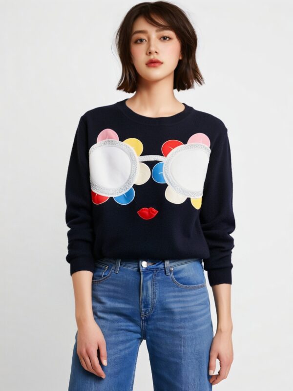 Women's Pullover Crew Neck Long Sleeve Sweater Manufacturer - MOQ 100 pcs - Style 1077