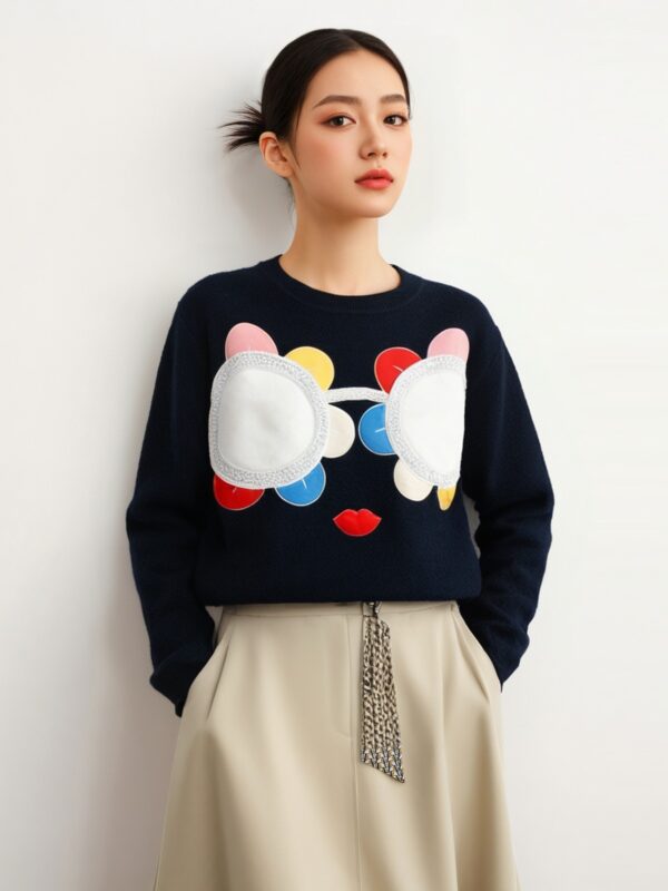 Women's Pullover Crew Neck Long Sleeve Sweater Manufacturer - MOQ 100 pcs - Style 1077