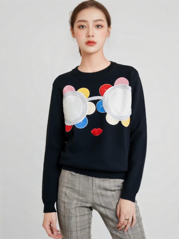 Women's Pullover Crew Neck Long Sleeve Sweater Manufacturer - MOQ 100 pcs - Style 1077