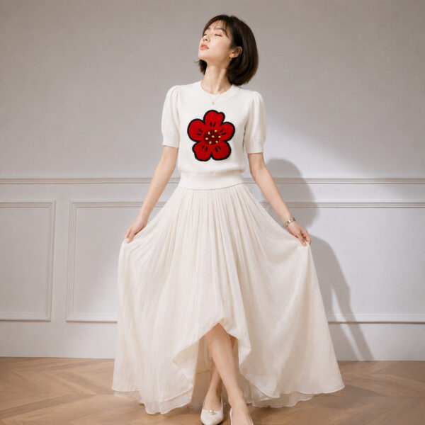 Women's Pullover Crew Neck Short Sleeve Sweater Manufacturer - MOQ 100 pcs - Style 1304