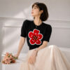 Women's Pullover Crew Neck Short Sleeve Sweater Manufacturer - MOQ 100 pcs - Style 1304