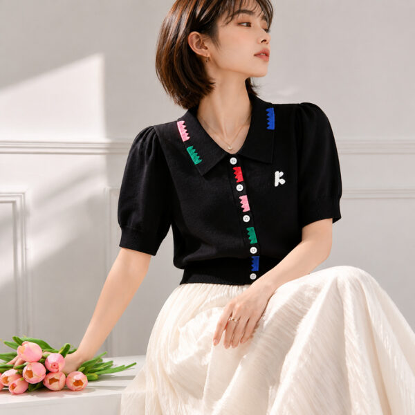 1379 product image 10 Women's Cardigan Short Sleeve Sweater Manufacturer - MOQ 100 pcs - Style 1379