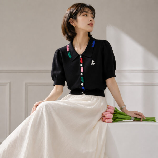1379 product image 11 Women's Cardigan Short Sleeve Sweater Manufacturer - MOQ 100 pcs - Style 1379