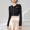 Women's Cardigan Crew Neck Long Sleeve Sweater Manufacturer - MOQ 100 pcs - Style 1422