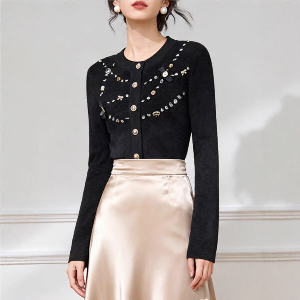 Women's Cardigan Crew Neck Long Sleeve Sweater Manufacturer - MOQ 100 pcs - Style 1422