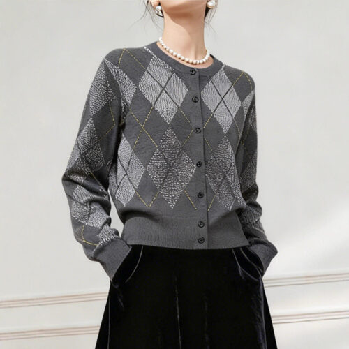Women's Cardigan Crew Neck Long Sleeve Sweater Manufacturer - MOQ 100 pcs - Style 1426 Women's Cardigan Crew Neck Long Sleeve Sweater Manufacturer - MOQ 100 pcs - Style 1426