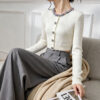 Women's Cardigan Crew Neck Long Sleeve Sweater Manufacturer - MOQ 100 pcs - Style 1427