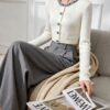 Women's Cardigan Crew Neck Long Sleeve Sweater Manufacturer - MOQ 100 pcs - Style 1427