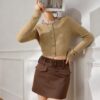 Women's Cardigan Crew Neck Long Sleeve Sweater Manufacturer - MOQ 100 pcs - Style 1427