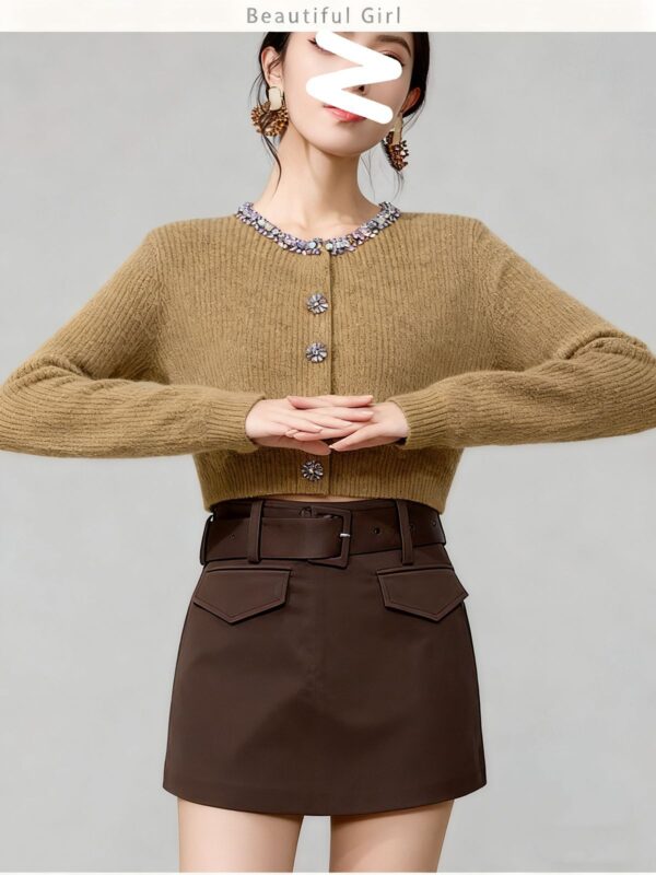 Women's Cardigan Crew Neck Long Sleeve Sweater Manufacturer - MOQ 100 pcs - Style 1427