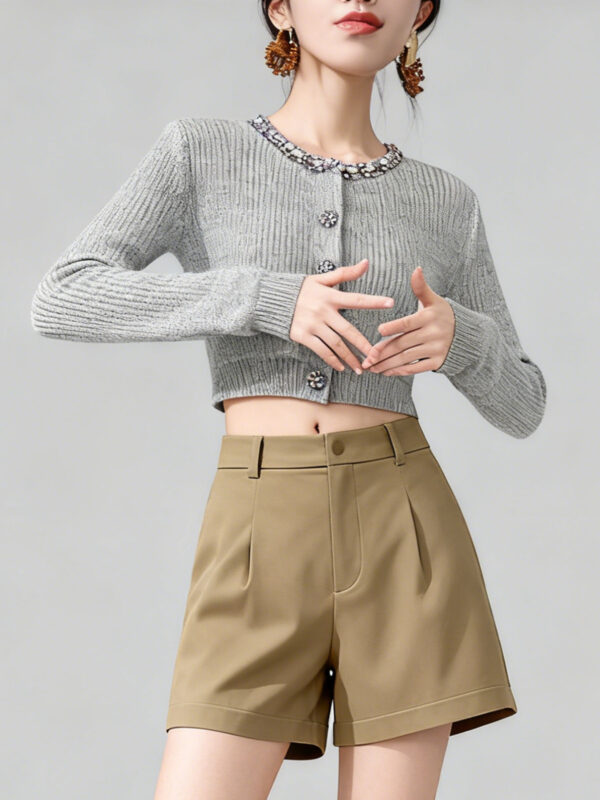 Women's Cardigan Crew Neck Long Sleeve Sweater Manufacturer - MOQ 100 pcs - Style 1427