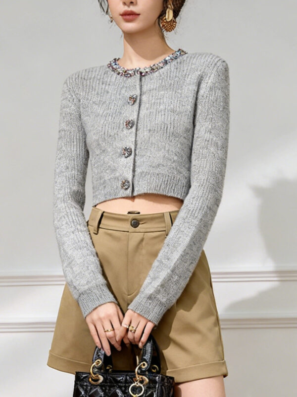 Women's Cardigan Crew Neck Long Sleeve Sweater Manufacturer - MOQ 100 pcs - Style 1427