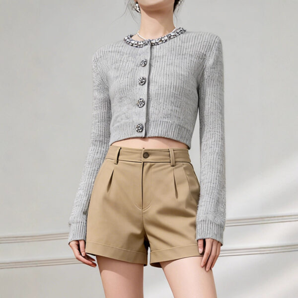 Women's Cardigan Crew Neck Long Sleeve Sweater Manufacturer - MOQ 100 pcs - Style 1427