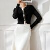 Women's Cardigan Crew Neck Long Sleeve Sweater Manufacturer - MOQ 100 pcs - Style 1428
