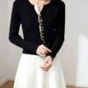 Women's Cardigan Crew Neck Long Sleeve Sweater Manufacturer - MOQ 100 pcs - Style 1428