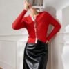Women's Cardigan Crew Neck Long Sleeve Sweater Manufacturer - MOQ 100 pcs - Style 1428
