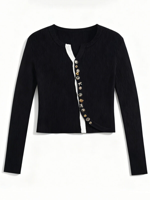 Women's Cardigan Crew Neck Long Sleeve Sweater Manufacturer - MOQ 100 pcs - Style 1428