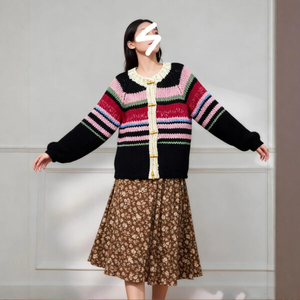 Women's Cardigan Crew Neck Long Sleeve Sweater Manufacturer - MOQ 100 pcs - Style 1468 Women's Cardigan Crew Neck Long Sleeve Sweater Manufacturer - MOQ 100 pcs - Style 1468