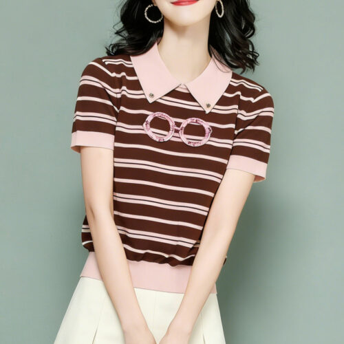 1473 product image 1 Women's Pullover Short Sleeve Sweater Manufacturer - MOQ 100 pcs - Style 1473