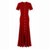 Women's Red Button-Front Short-Sleeve Maxi Knit Dress — Style 2192