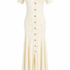 Women's Red Button-Front Short-Sleeve Maxi Knit Dress — Style 2192