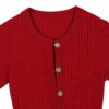 Women's Red Button-Front Short-Sleeve Maxi Knit Dress — Style 2192