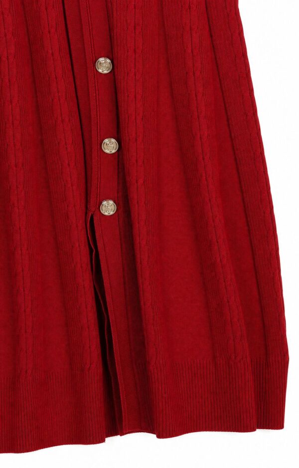 Women's Red Button-Front Short-Sleeve Maxi Knit Dress — Style 2192