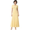 Women's Yellow Polo-Collar Short-Sleeve Maxi Knit Dress — Style 2193