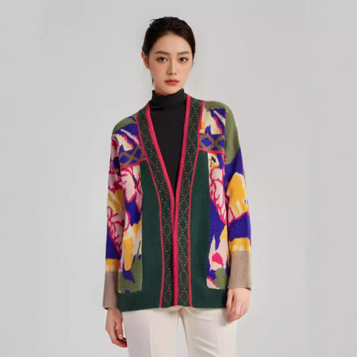 Women's Angora Goat Wool Cardigan V Neck Long Sleeve Sweater Manufacturer - MOQ 100 pcs - Style 31003