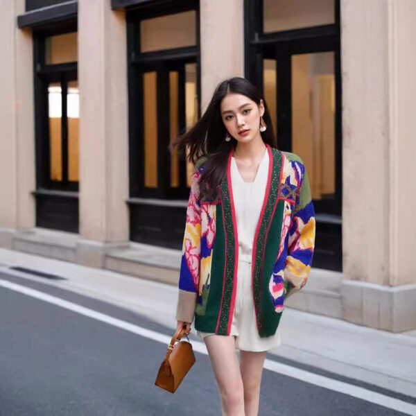 Women's Angora Goat Wool Cardigan V Neck Long Sleeve Sweater Manufacturer - MOQ 100 pcs - Style 31003