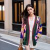 Women's Angora Goat Wool Cardigan V Neck Long Sleeve Sweater Manufacturer - MOQ 100 pcs - Style 31003