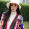 Women's Angora Goat Wool Cardigan V Neck Long Sleeve Sweater Manufacturer - MOQ 100 pcs - Style 31003
