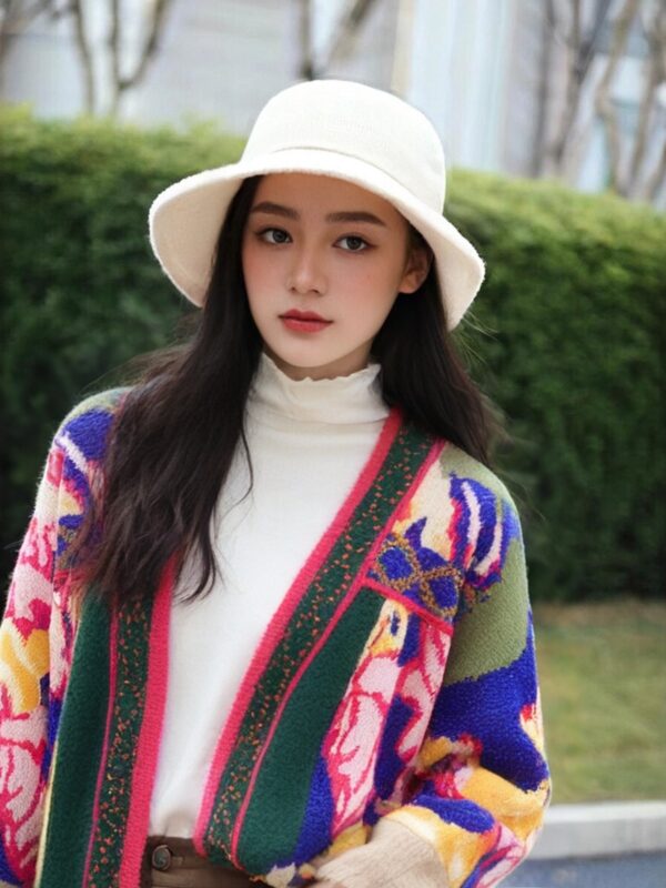 Women's Angora Goat Wool Cardigan V Neck Long Sleeve Sweater Manufacturer - MOQ 100 pcs - Style 31003