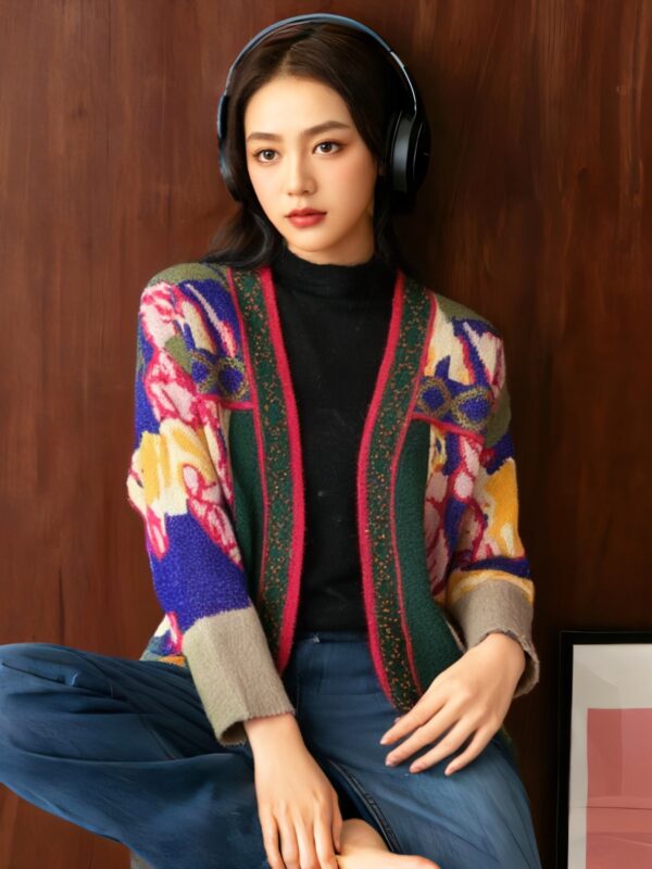 Women's Angora Goat Wool Cardigan V Neck Long Sleeve Sweater Manufacturer - MOQ 100 pcs - Style 31003