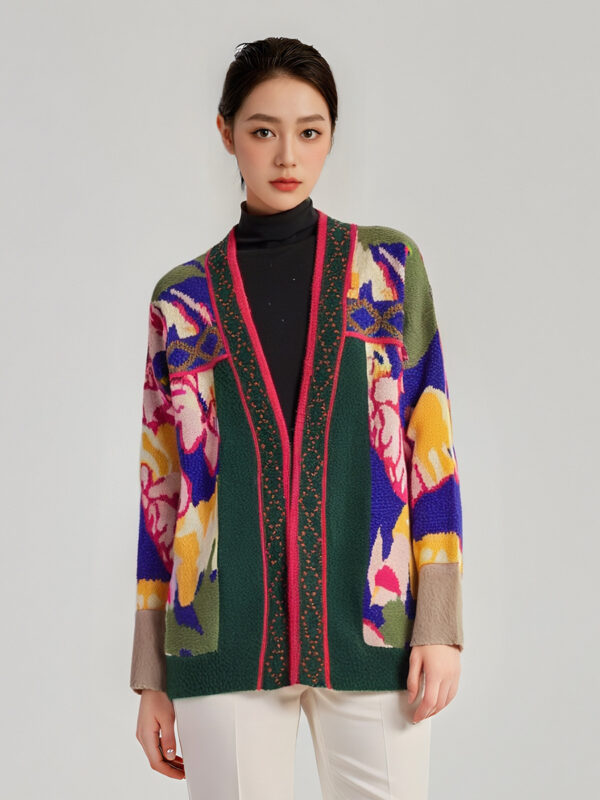 Women's Angora Goat Wool Cardigan V Neck Long Sleeve Sweater Manufacturer - MOQ 100 pcs - Style 31003