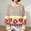 Women’s Ivory Nordic Fair-Isle Crew-Neck Pullover — Style 3201 - KnitwearSource