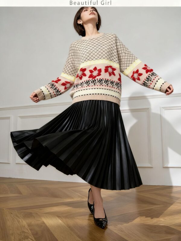 Women’s Ivory Nordic Fair-Isle Crew-Neck Pullover — Style 3201 - KnitwearSource
