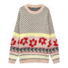 Women’s Ivory Nordic Fair-Isle Crew-Neck Pullover — Style 3201 - KnitwearSource