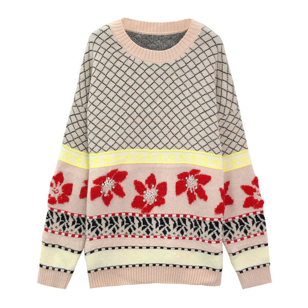 Women’s Ivory Nordic Fair-Isle Crew-Neck Pullover — Style 3201 - KnitwearSource