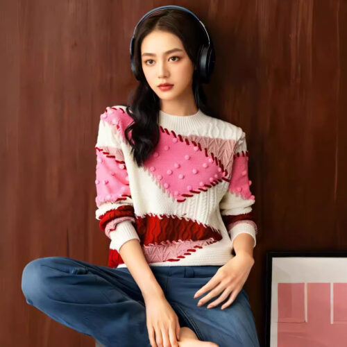 Women's Crew Neck Long Sleeve Sweater Manufacturer - MOQ 100 pcs - Style 37002