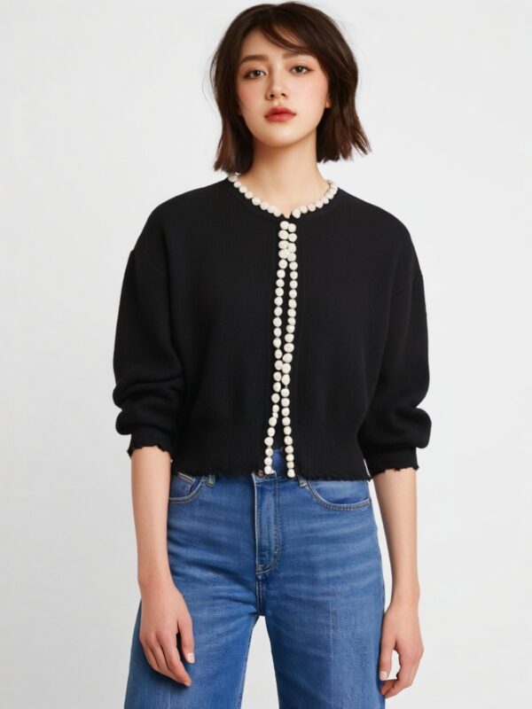 Women's Cardigan Crew Neck Long Sleeve Sweater Manufacturer - MOQ 100 pcs - Style 37004