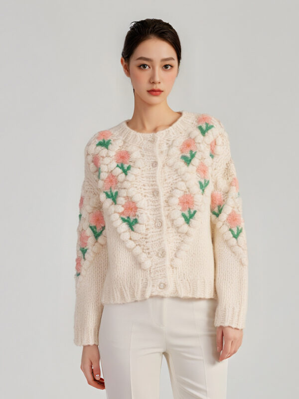 Women's Viscose Fiber Cardigan Crew Neck Long Sleeve Sweater Manufacturer - MOQ 100 pcs - Style 37013