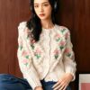 Women's Viscose Fiber Cardigan Crew Neck Long Sleeve Sweater Manufacturer - MOQ 100 pcs - Style 37013