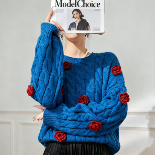 Women's Viscose Fiber Pullover Crew Neck Long Sleeve Sweater Manufacturer - MOQ 100 pcs - Style 41027