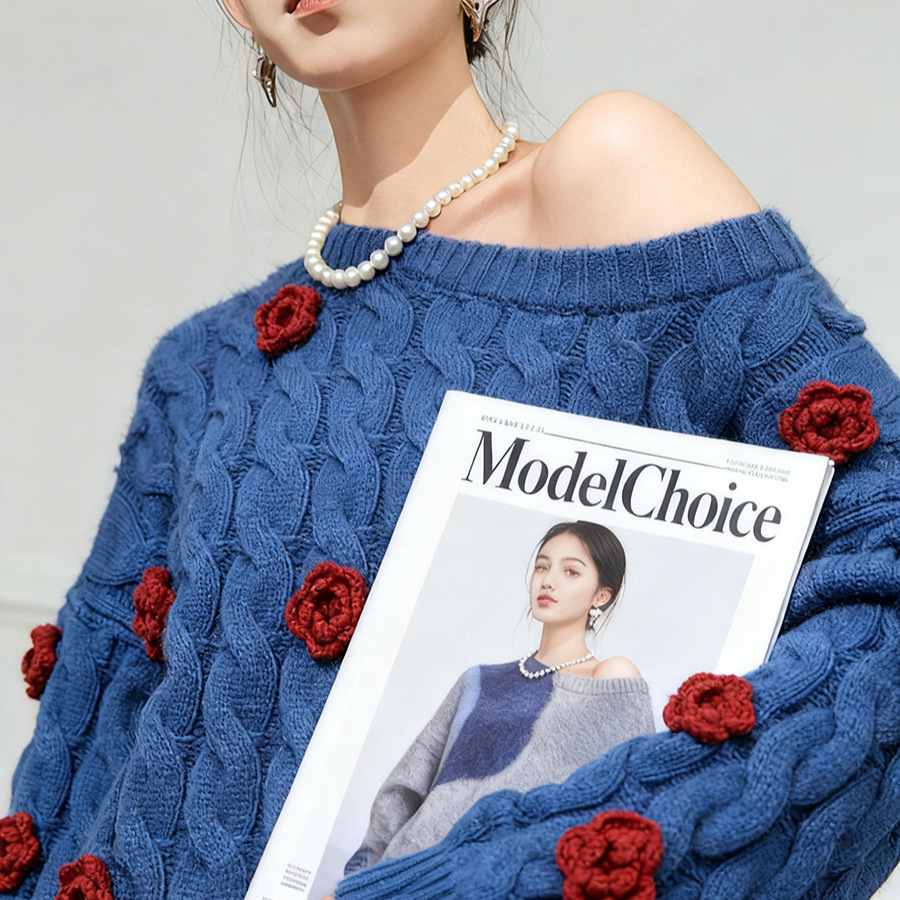 Women's Viscose Fiber Pullover Crew Neck Long Sleeve Sweater Manufacturer - MOQ 100 pcs - Style 41027