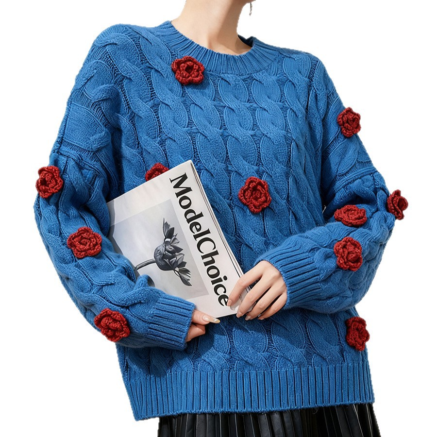 Women's Viscose Fiber Pullover Crew Neck Long Sleeve Sweater Manufacturer - MOQ 100 pcs - Style 41027