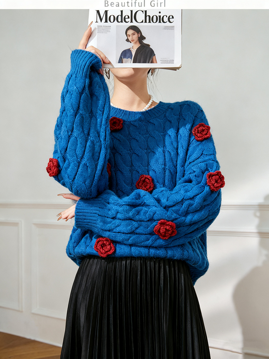 Women's Viscose Fiber Pullover Crew Neck Long Sleeve Sweater Manufacturer - MOQ 100 pcs - Style 41027