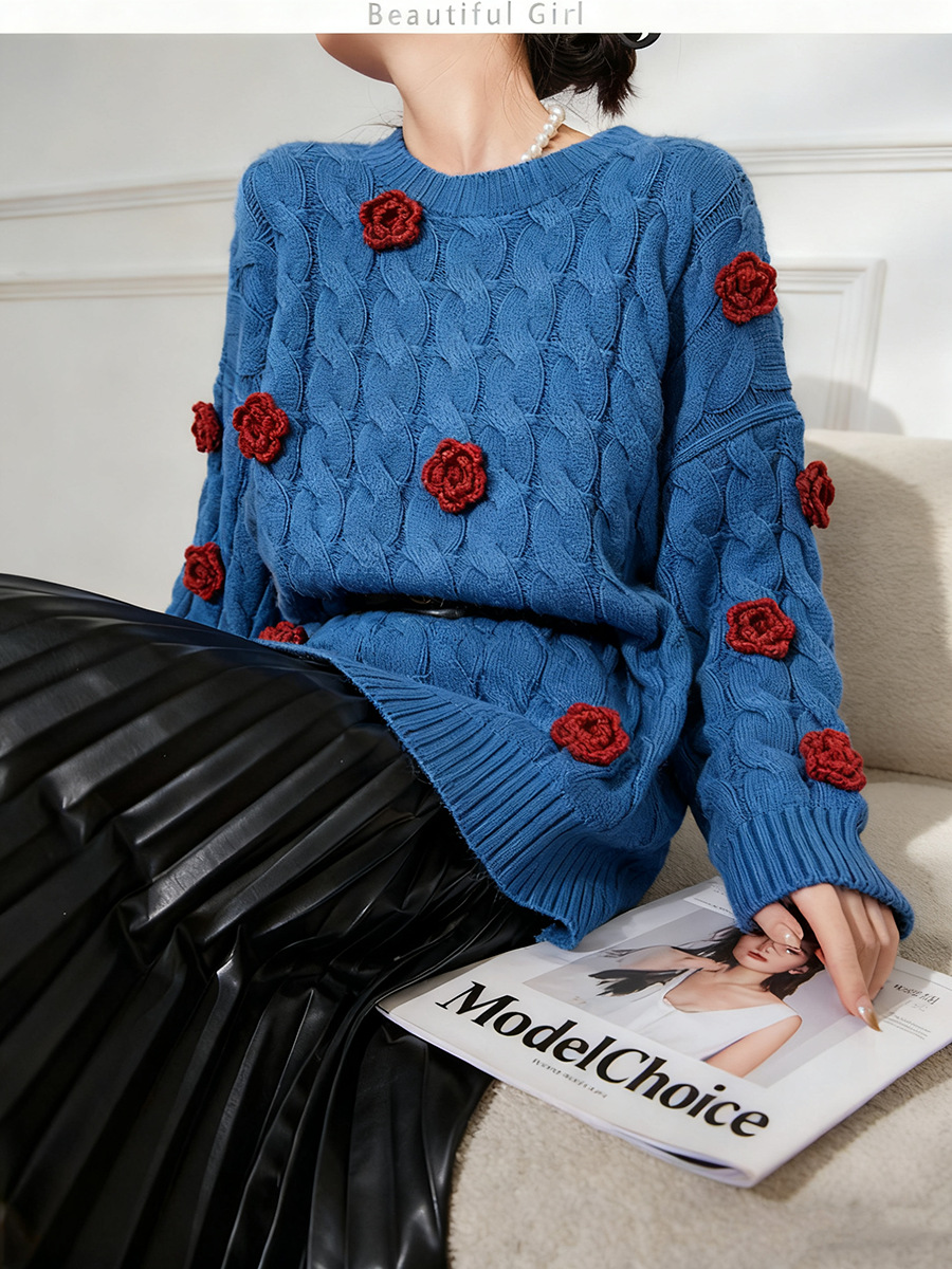 Women's Viscose Fiber Pullover Crew Neck Long Sleeve Sweater Manufacturer - MOQ 100 pcs - Style 41027